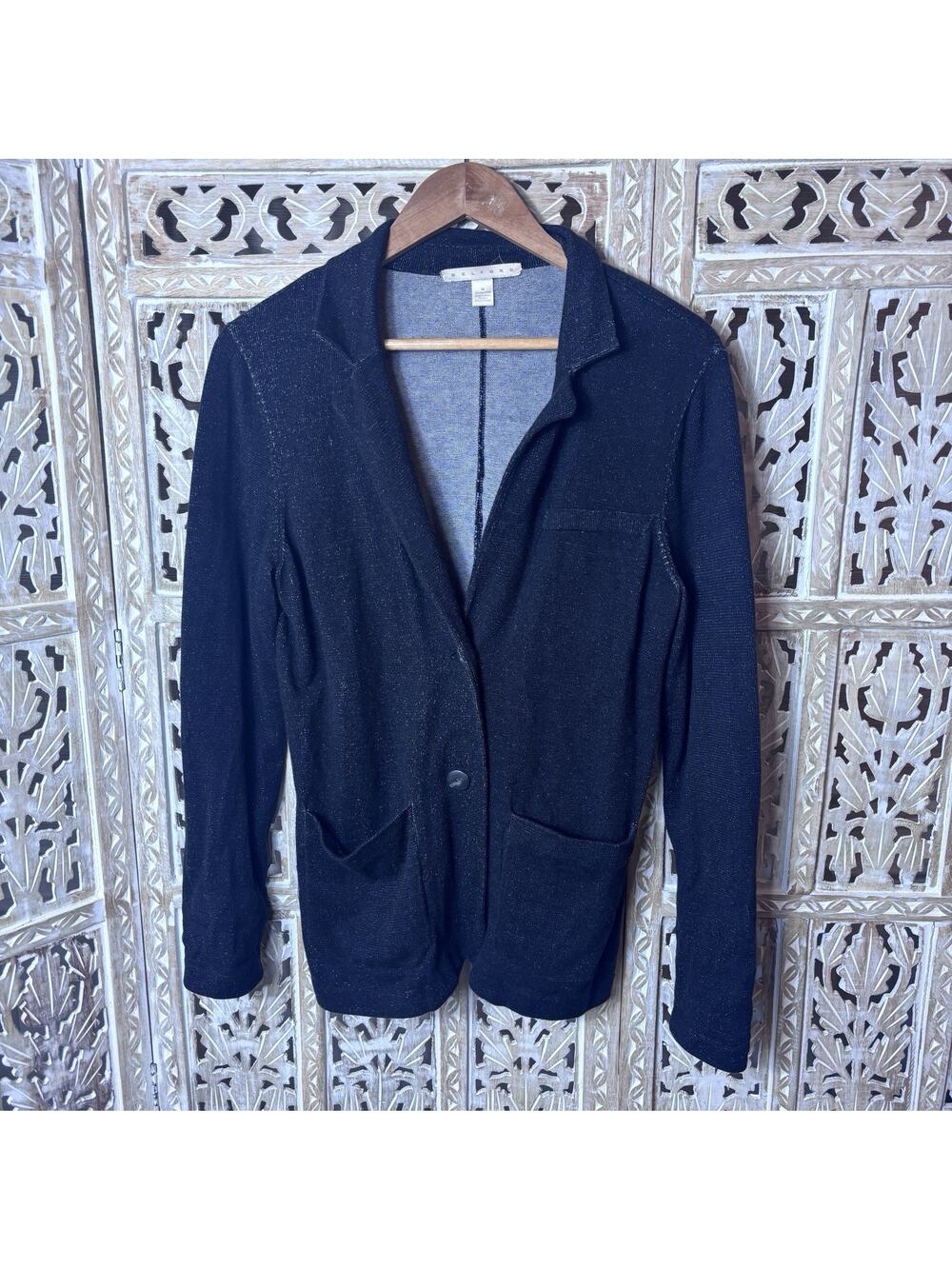 Belford Unisex Cardigan Black 2 Button 100% Pima Cotton Long Sleeve Office MED